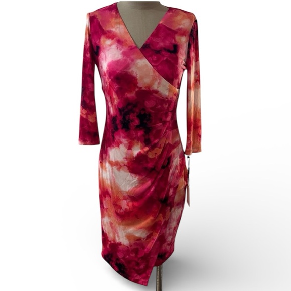 Calvin Klein Dresses & Skirts - Calvin Klein Asymmetrical Red and Black Dress